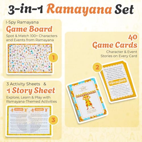 Image of I-Spy Ramayana Board Game for Kids and Adults | Gift Set for Kids Age 4,5,6,7,8+| Indoor Board Game | Perfect for Family Entertainment | Up to 4 Players | Made in India
