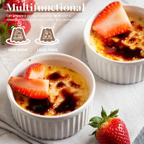 Ramekins Set of 6, 200ML Porcelain Souffle Dish,9cm Creme Brulee Dish for Air Fryer & Oven, Mini Bowl for Dips, Sauces, Snacks and Fruits-White - Image 4