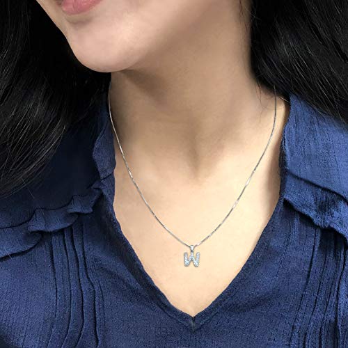 Diamond Wish 14k White Gold A to Z Diamond Initial Pendant Necklace (1/10cttw) with 18-inch chain3