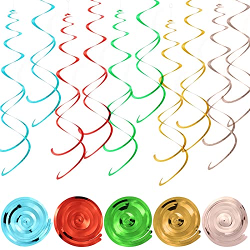 oupados 30 Stk Multicolor Deko Spiralen, Deckenhänger Spiral Girlande, Wirbel Deko Party für Geburtstag, Hochzeiten, Babyparty, Weihnachten, Partydekoration(5 Farben) Cover