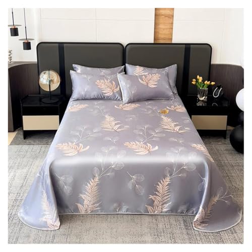 Drap plat en soie glacée grand lit drap d'été multicolore