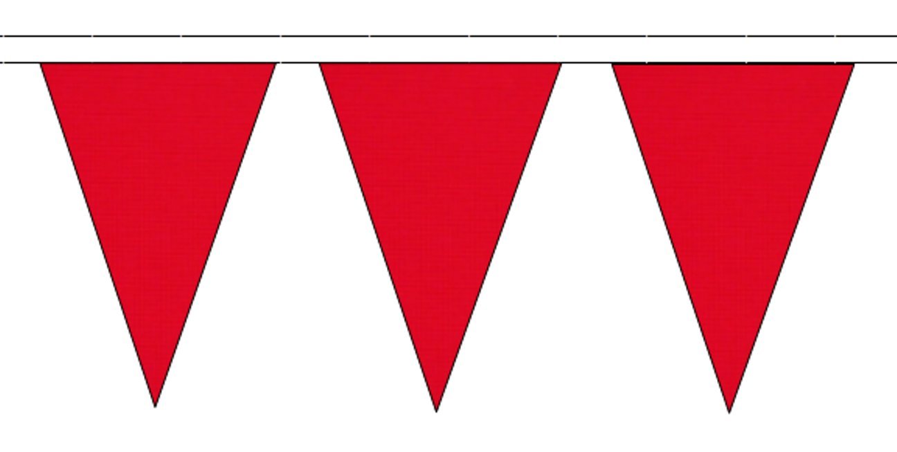 Red Plastic Bunting Garland - 10 Meter Length With 15 Triangle Flags For Party Decorations