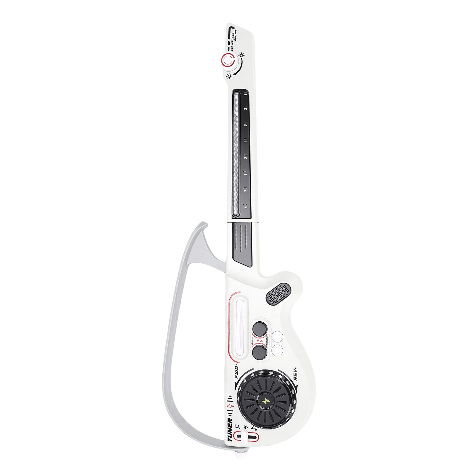 Luci LED Colorate Senza Corde per Chitarra Elettrica per Bambini per Divertimento Interattivo per Bambini Dai 3 Anni in su Materiale ABS (Grigio)