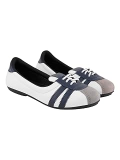 Shoetopia Classic Lace-Up White Ballet Flats for Women Fashion Sandals for Casual, Party & Daily Footwear EU41