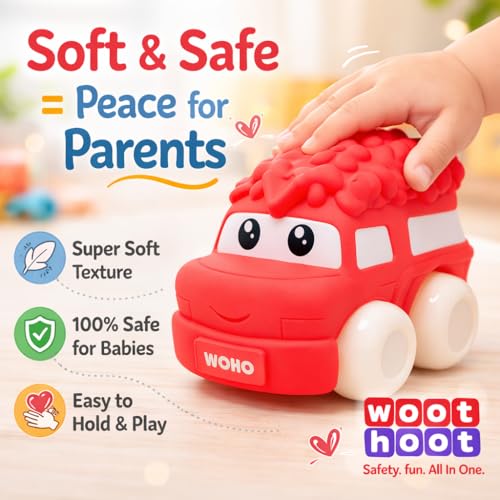 Image of Soft, Safe & Scented Car for Toddlers 1-3 Years BPA-Free, Chewable PVC Vehicle, Sensory, Motor Skill Development, Food Grade Toy, Baby Car Toys 6-12 Months+, One-Piece Design Infant Toys