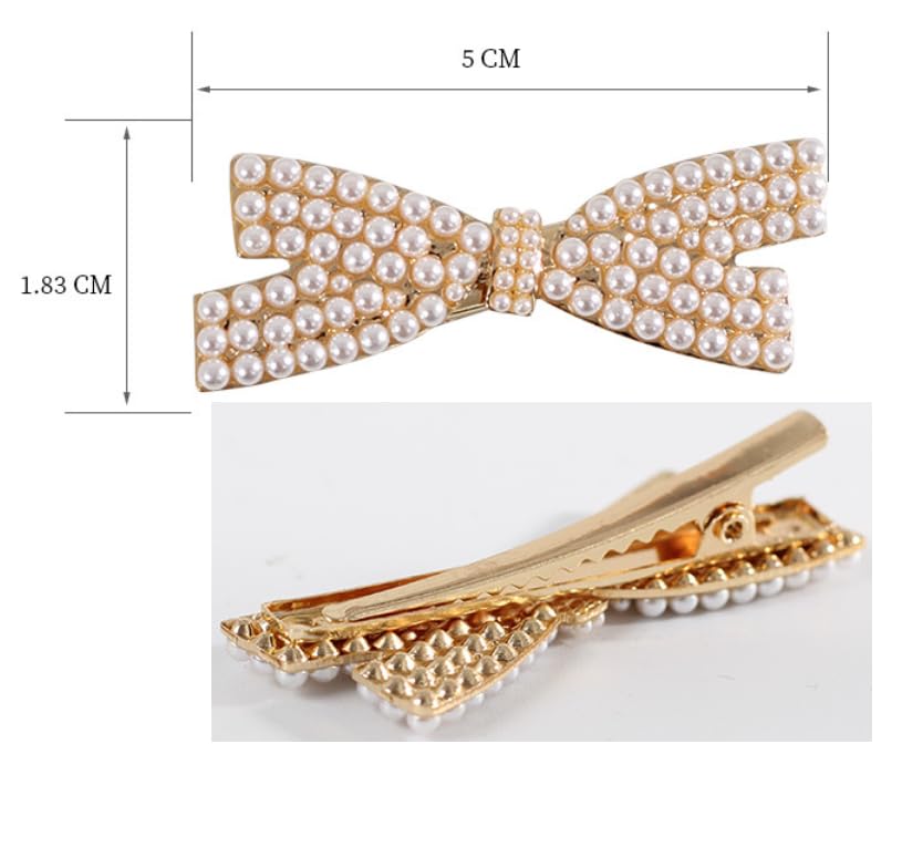 Pinzas para el cabello con lazo y perlas 4 piezas miniatura 2