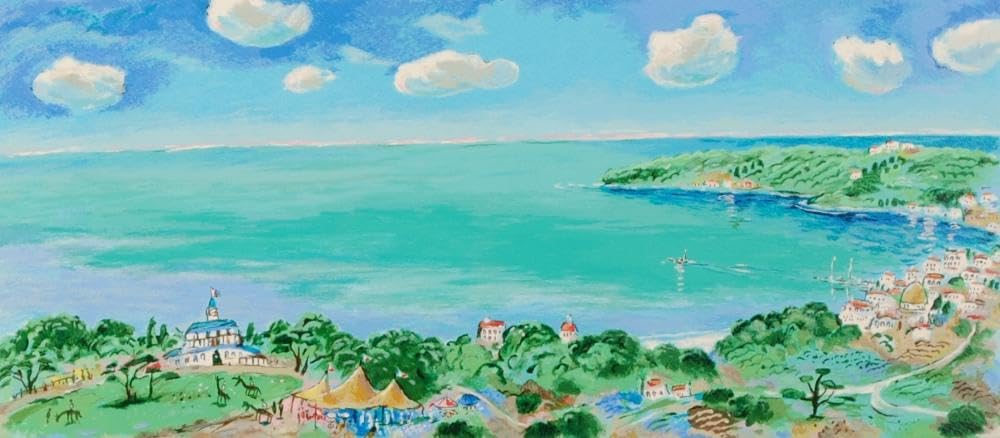 Amazon.co.jp: 平野琳人 草競馬の日 海 絵画 風景画 インテリア シルク