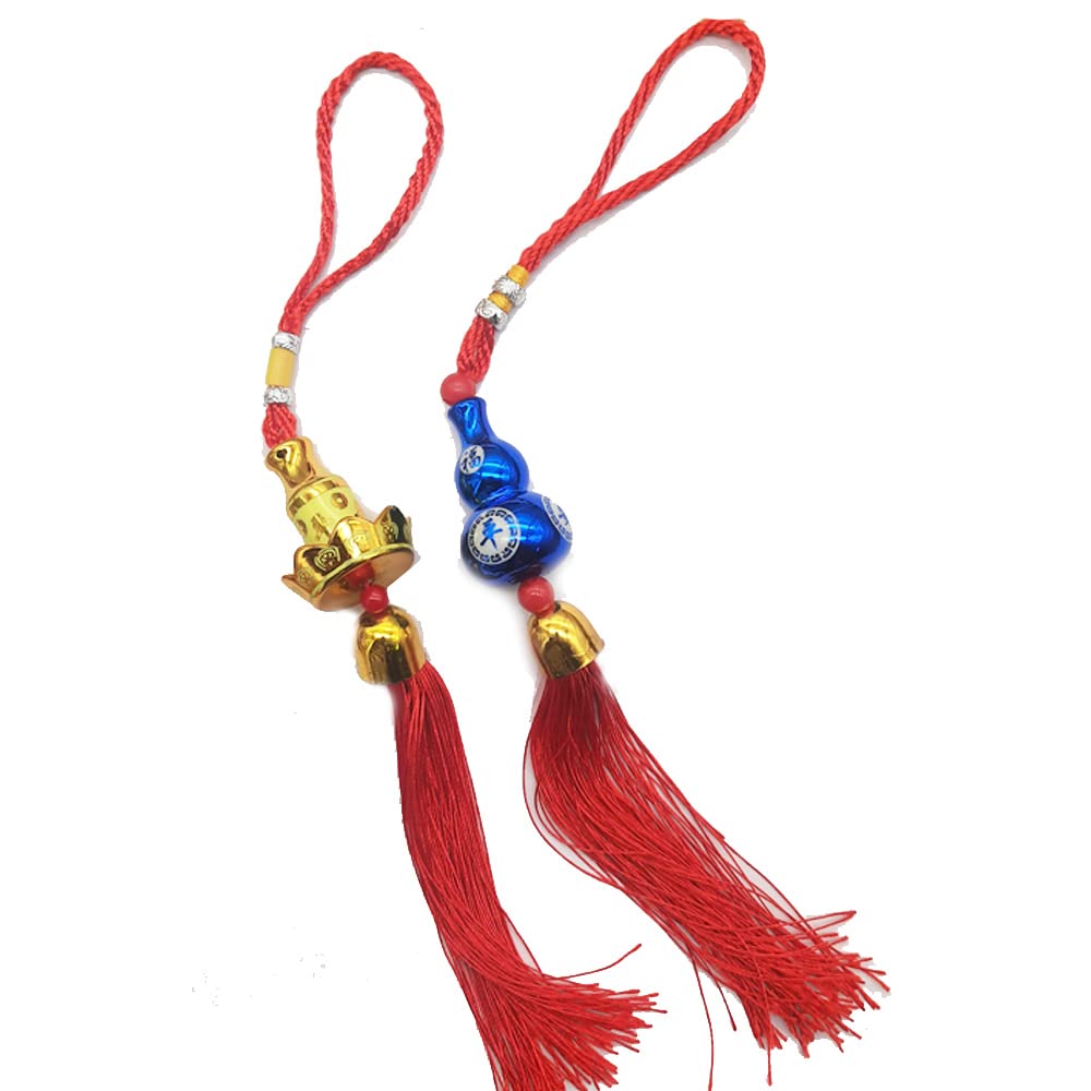 eshoppee Pack of 2 pcs 13 inch Long vastu feng Shui Lucky Charm red String Hanging for Home car and Office for Bring Good lcuk. (3)