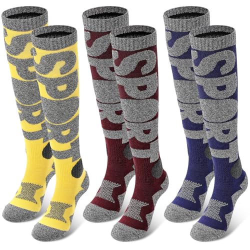 Chicingyou 3 Pairs Unisex Ski Socks Cotton Snowboarding Thermal Socks Winter...