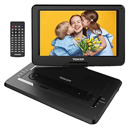 TENKER 17.9" Portable DVD Player with 15.6” Swivel Screen, 4 Hours Rechargeable Battery with SD Card Slot and USB Port, with 1.8M Car Charger, Black