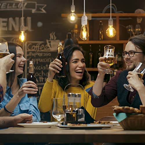 Hanging Light Socket With Cord - Extension Hanging Lantern Cord Cable - Lamp Cord With Switch E26/E27 Pendant Light Socket, 8.2Ft Light Bulb Cable, White, 4 Pack #TOP5