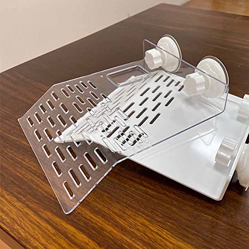 Image of Clear Acrylic Turtle Basking Platform Tortoise Climbing Resting Terrace with 2 Suction Cups for Fish Tank Aquarium Platform, 1 Piece (Large)