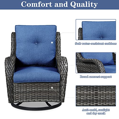 Belord Outdoor Swivel Rcoker Patio Chairs - Outdoor Swivel Patio Chairs Set Of 2 Wicker Chair Patio Furniture Sets With Covered Cushion For Porch Deck Balcony Garden, Blue #TOP5