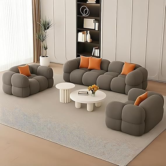 Image of A to Z Furniture Classic Chesterfield Sofa Set Luxury Chesterfield Sofa in for Home Living Room & Office (3+1+1 Grey)