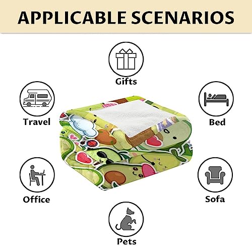Blanket for Girls - 60"x80" Cute Avocado Throw Gifts - Colorful Soft Fuzzy Blankets for Bed, Couch & Living Room