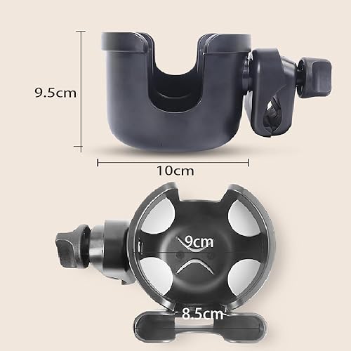 Miniatura 7 de Portavasos para cochecito con soporte para teléfono, soporte universal 2 en 1 para cochecitos Doona, silla de ruedas, silla de ruedas, giratoria de