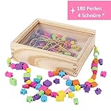 Geeignet für Kinder ab 3 Jahren als Schmuckbastelnsets für Ketten, Armband Kinderschmuck selber machen, bietet großen Fädelspaß.