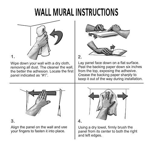 Signford Removable Wall Sticker/Wall Mural Pastel Watercolor Mountain Range Wave Sky Nature Wilderness Illustrations Modern Art Rustic Landscape Decorative For Living Room, Bedroom, Office - 100"X144" #TOP4