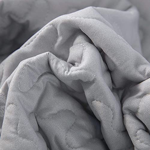 Exclusivo Mezcla Reversible Boho Quilt Set Queen Size, 3 Pieces Flowers Grey All Season Bedspreads, Ultra Soft Floral Coverlet Bedding Set with Printed Pattern (1 Quilt, 2 Pillow Shams)