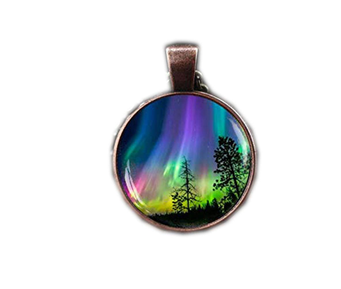 Bloody Devil Northern Lights Picture Necklace, Aurora Borealis, Love, Couples, Unisex, Alloy, Necklace