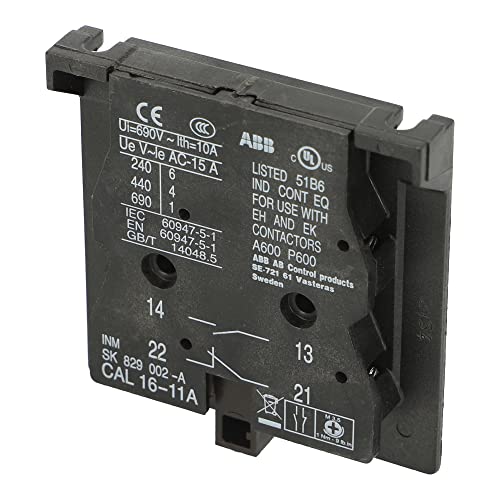 CAL16-11A | SK829002-A | CAL16-11A | ABB AUXILIARY CONTACT BLOCK, 11A, 2 POLE, LEFT SIDE MOUNTED, NO, NC