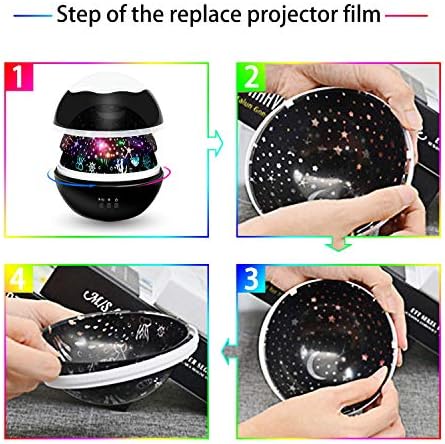 Moredig Baby Projector Light, Rotating 8 Colors Ocean Wave Projector with Star and Undersea Theme Make Kids Adults Sleep Peacefully - Black