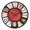 Königswerk 14 Inch Colorful Wooden Wall Clock, Arabic Numeral Silent Non-Ticking Battery Operated Classic Round Vintage Decor Clock for Living Room, Office, Classroom, Bedroom, Kitchen (Crown)