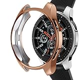 Case Compatible for Samsung Galaxy Watch 46mm, NaHai TPU Slim Plated Case Scratch-Proof Cover All-Around Protective Bumper Shell for Galaxy Watch 46mm SM-R800, Rose Gold