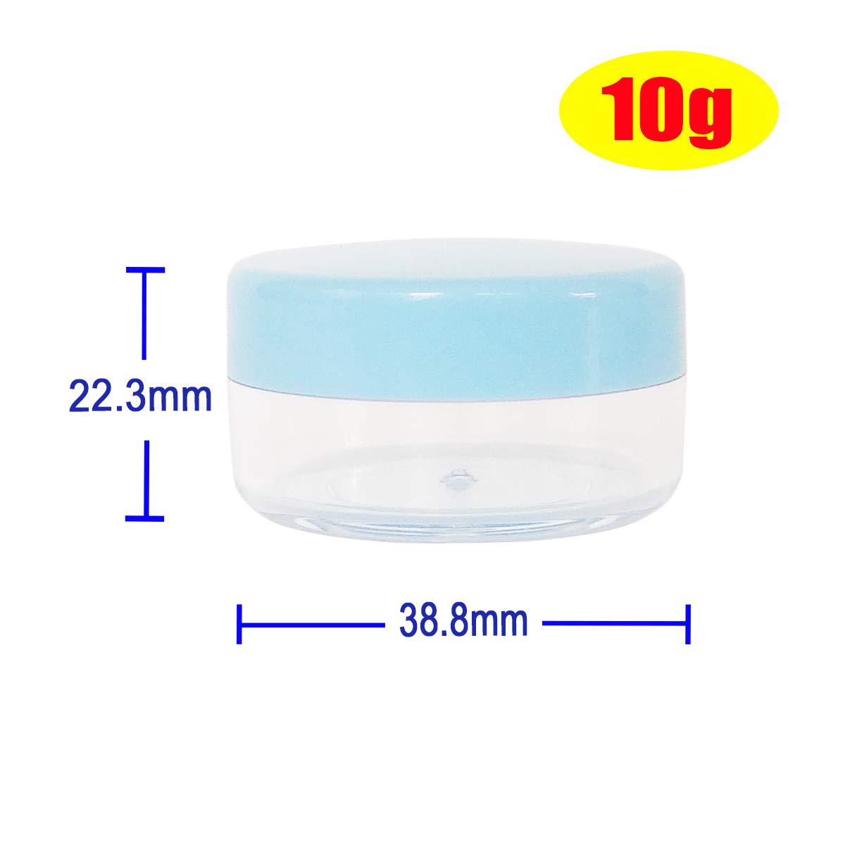 Wopanxye 12pack 10ml Makeup Sample Jars, BPA Free, Small Empty Cosmetic Container, Plastic Round Pot Blue Screw-up Cap Lid - Image 2