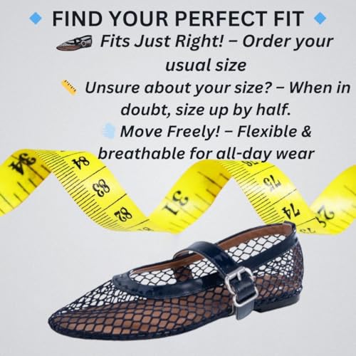 Image of EMMA NEW YORK Mesh Ballet Flats for Women, Mary Jane Mesh Ballet Flats Shoes for Women with Buckle Strap