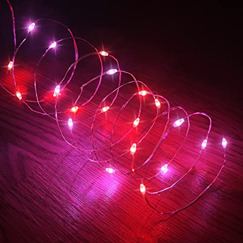 3 Pack Valentine's Day String Lights Decorations,Total 150 Led 49.2 Ft Copper Wire Valentine's Day Fairy Lights Timer Battery Operated Indoor Outdoor Bedroom Wedding, 50 Led 16.4 Ft Each (Red Pink) #TOP3