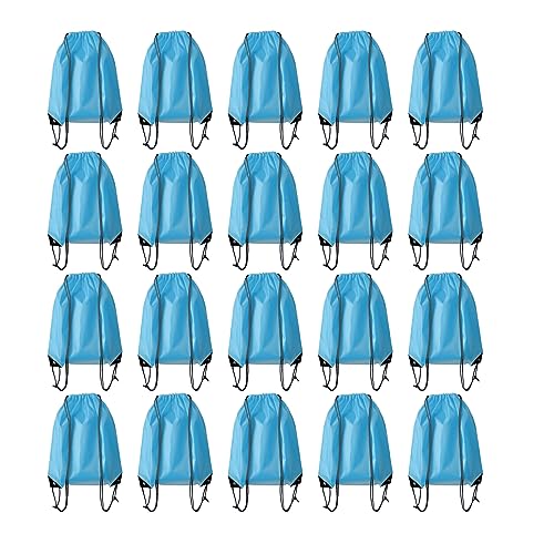 Drawstring Backpack Bulk 20 Pcs Draw String Backpack Bags DIY Gym Sports Traveling Yoga Cinch Bag Sackpack Drawstring (Sky Blue light blue)