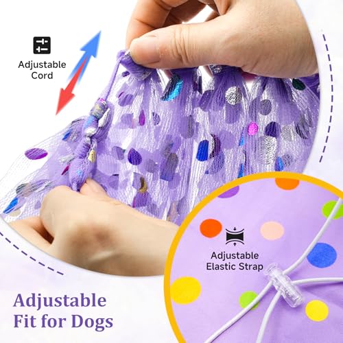 Set De Fiesta Para Perro Con Vestido, Sombrero Y Bandana Morado miniatura 5