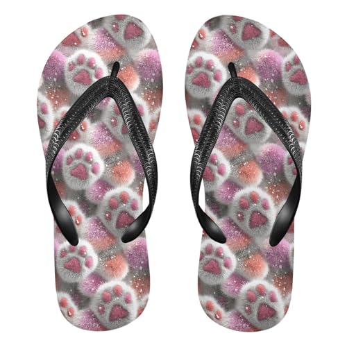 Flip Flop Sandals Cute Paws Print for Women Men Beach Outdoor XS