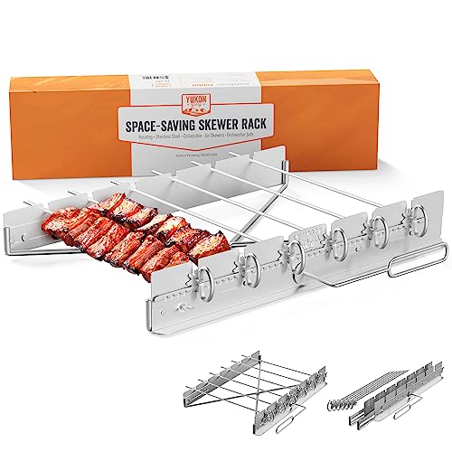 Yukon Glory Kabob Skewer Rack, Stainless Steel Rotating Shish Kebab