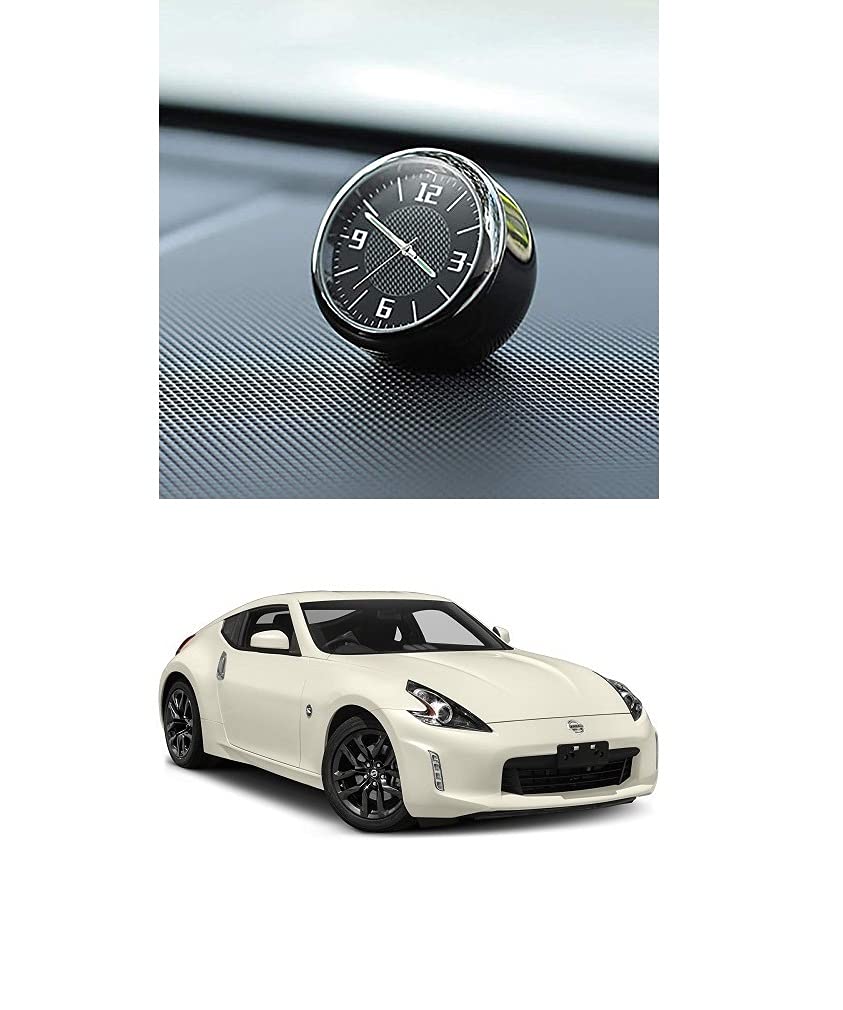 Autoformonix Car Dashboard Car Clock, Analogue Clock with Vent Clip and Adhesive Tape for 370z