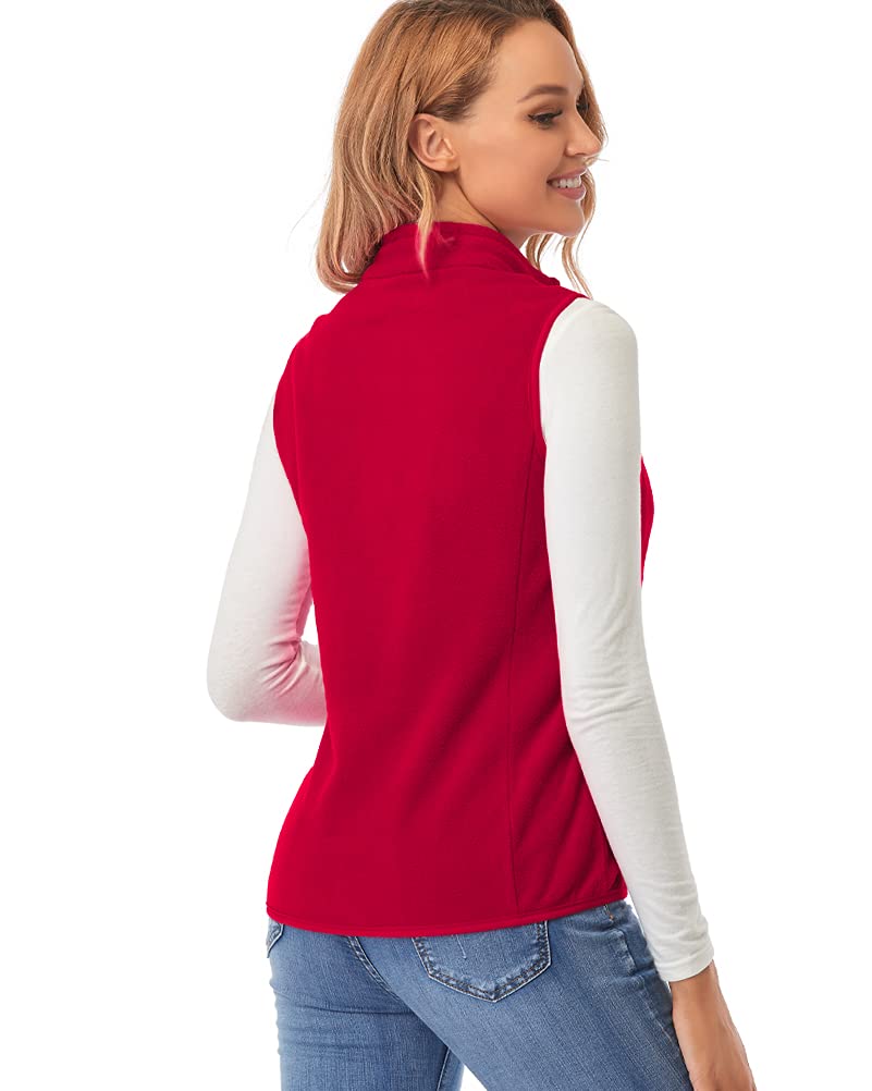 fuinloth Gilet in pile da donna,Termico Senza Maniche Elegante Collare Eretto con Zip e Tasca