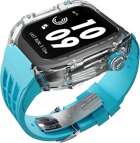 Bracelet Apple Watch 44mm transparent en caoutchouc fluor et coque rigide