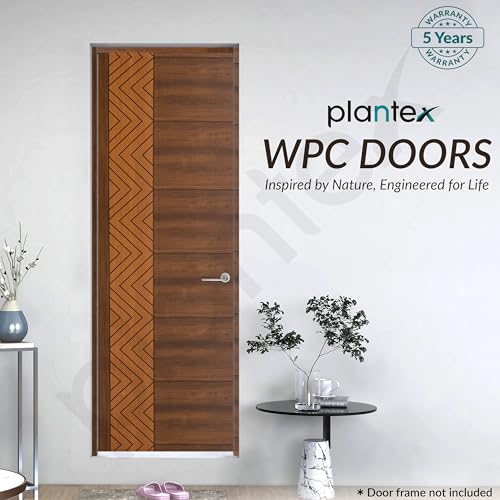 Image of Plantex WPC Doors for Bathroom (30 mm - Thickness) /Waterproof Bathroom Door /2.25x6.75 Feet Wooden Finished Door for Home /Balcony /Office /Kitchen, Density-550 (27x81 inch,22 kg- Ember Pattern)