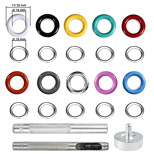 R Reifeng 500 Sets Grommet Kit,Metal Grommets Eyelets Buckle Kit Diy Installation Tools With Shoes Clothes Leather Crafts, Colorful,3/16 Inch #TOP4