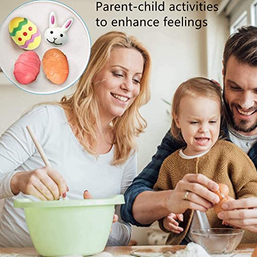 Omdbagd FHTD-2 Pack Easter Egg And Bunny Silicone Molds For Chocolate, 3D Rabbit Egg Silicone Candy Molds Easter Cookie Baking Mould Tray For Ice Cube thumb #4