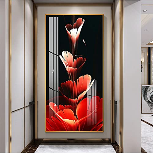 Art affiches nordique KEBIA déco salon moderne peinture toile fleur feuille noir rouge