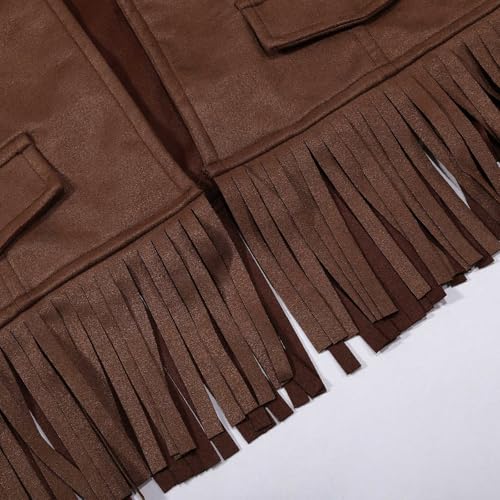 Toddler Girls Cowgirl Vest Western Fringe Sleeveless Jacket Faux Suede Boho Tassel Cardigan 70s Hippie Outwear4