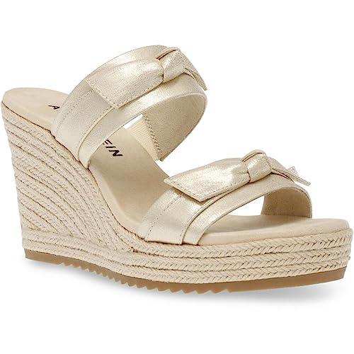 Anne Klein Womens Wiona Slip On Platforms Wedge Sandals