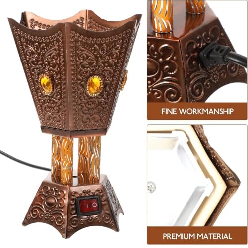 Image of Drumstone (𝗦𝗽𝗲𝗰𝗶𝗮𝗹 𝟭𝟬 𝗬𝗲𝗮𝗿𝘀 𝗪𝗮𝗿𝗿𝗮𝗻𝘁𝘆) Premium Arabian Bakhoor Electric Burner - Elegant Middle Eastern Metal Censer for Home & Office Decor - Fast Heating Technology