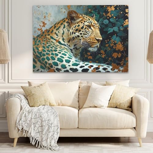 Affiche abstraite léopard pour salon moderne et décoration murale style jungle chic exotique