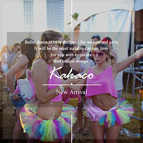 Kakaco Layered Tutu Skirts Tulle Rainbow Tutu Ballet Dance Tutus Party Tutu Costume For Women And Girls (A-Colorful) #TOP6