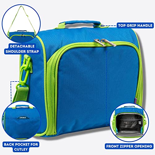 Image of J World New York Casey Kids Lunch Bag. Cute Insulated Lunch-Box for Boys Girls, Blue, 9.5 X 10 X 3.5 inch (H X W X D) inch