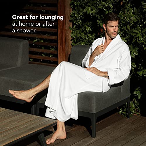 Boca Terry Mens Bath Robe - Soft Waffle Knit Robe For Men - Long White Hotel Spa Robes - Big & Tall Xxl (2X) #TOP3
