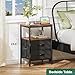 Huuger Nightstand with Charging Station, Side Table with Fabric Drawers, End Table with Open Shelf, Bedside Table with USB Ports and Outlets, Night Stand for Bedroom, Rustic Brown and Black